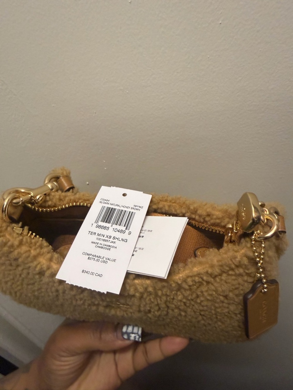 Coach Sherpa Shoulder Bag in Tan-Gold - Picture 3 of 5